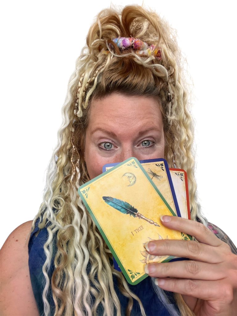 author with cards